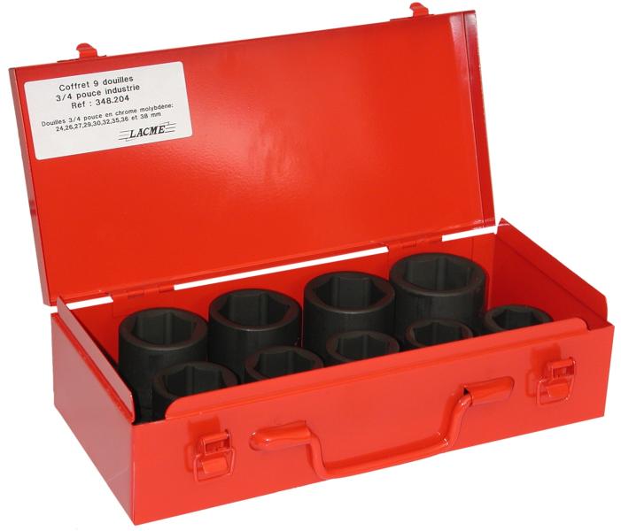 Coffret 9 douilles 3/4 - Chrome molybdène