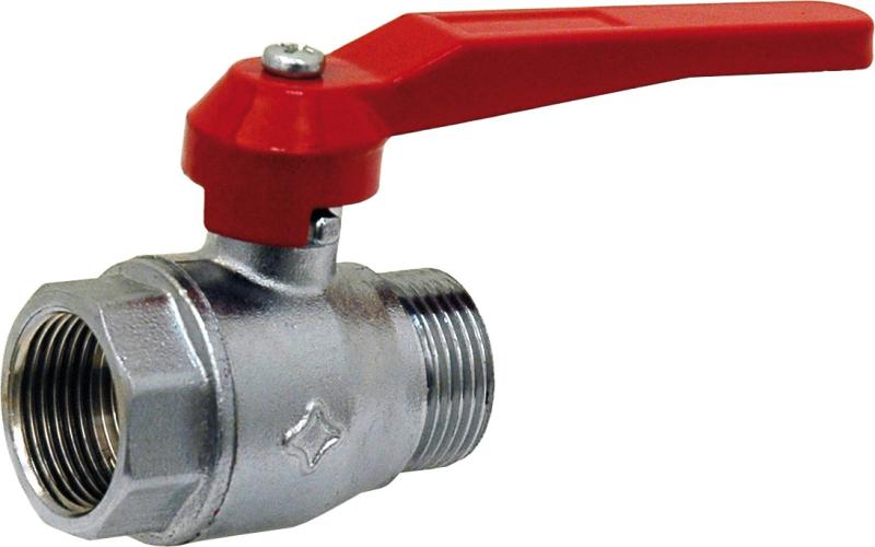 Vanne laiton chromé mâle - femelle poignée aluminium - Ø12mm - 3/8''