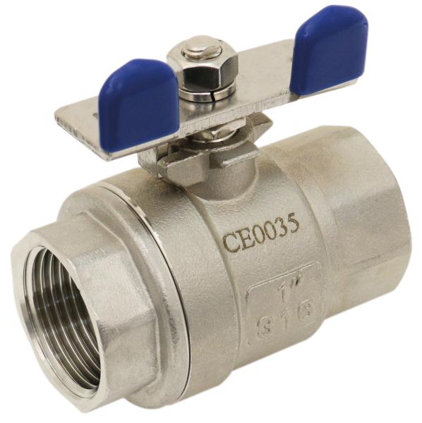 Vanne avec manette en inox femelle passage intégral -  Ø12mm - 3/8''