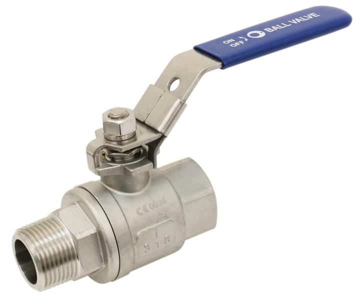 Vanne en inox Mâle - femelle passage intégral - Ø8mm - 1/4''