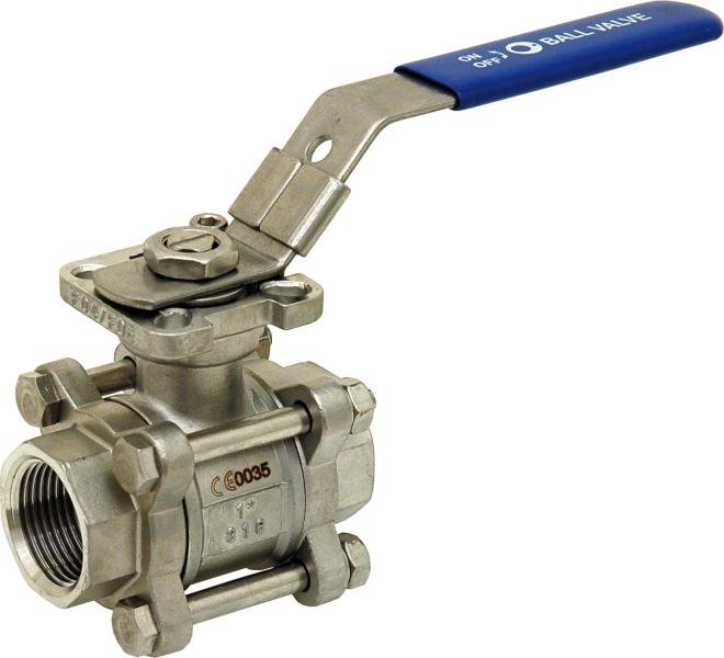 Vanne inox femelle motorisable avec platine ISO 5211 - Ø20mm - 3/4''