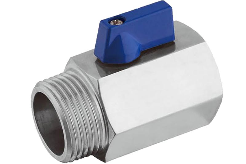 Mini vanne en inox sortie M/F avec manette - Ø8mm - 1/4''