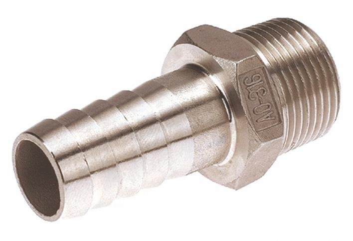 Raccord inox embout mâle cannelé - Ø8 mm