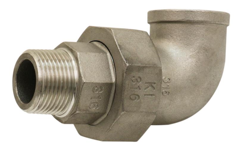 Coude union en inox sortie mâle-femelle - Ø15 mm