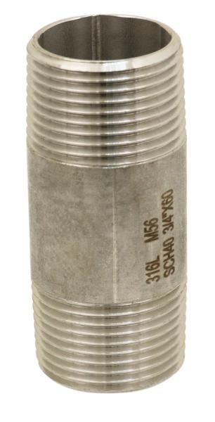 Mamelon tube mâle en inox 316L de 100 mm - Ø50