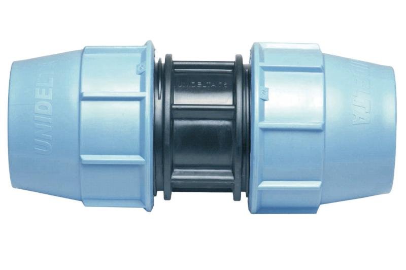 Raccord droit bleu en polypropylène pour tuyau PE - Ø16