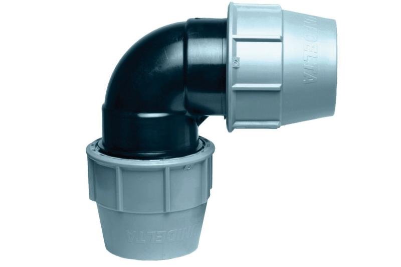 Coude 90°en polypropylène sortie tuyau PE - Ø16 x 16