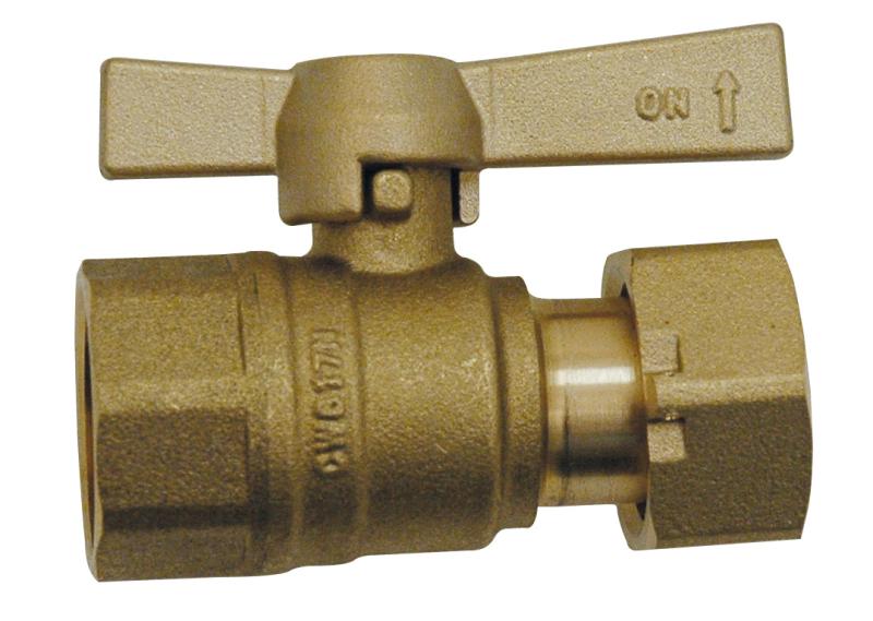 Vanne pour compteur d'eau sortie femelle - Droit - DN15 - 1/2'' x 3/4''