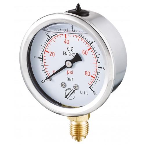 Manomètre INOX raccord vertical 1/4'' - Ø63 - 600 bar