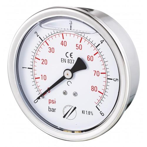 Manomètre INOX raccord axial 1/2'' - Ø100 - 4 bar