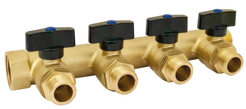 Collecteur sanitaire avec 6 vannes mâle 1/2'' - Entrée 1''