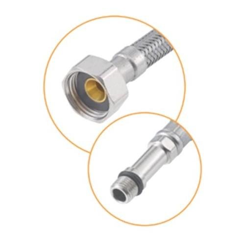 Tresse inox femelle avec prolongateur long mâle - Ø12 - 30 cm