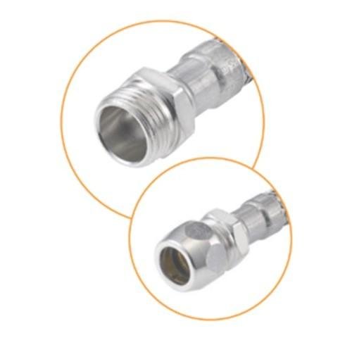 Tresse 30 cm inox mâle Ø15 avec raccord tube cuivre de 12