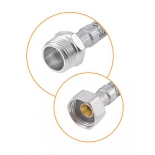Tresse de plomberie 80 cm inox mâle - femelle Ø20