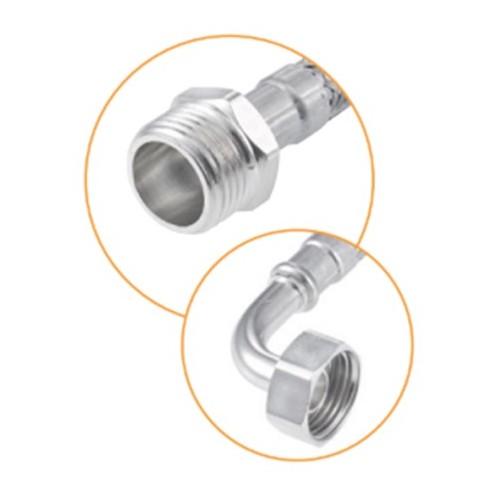 Tresse de plomberie 100 cm inox mâle - femelle coudée - Ø20