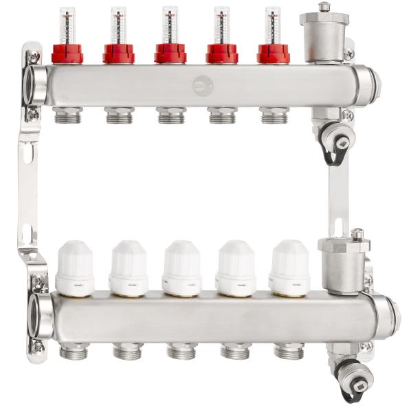 Collecteur inox entrée DN25 avec 8 départs mâle 3/4''