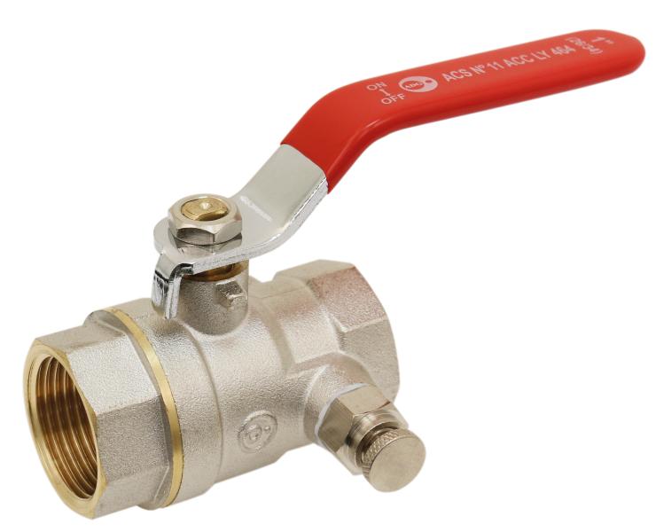 Vanne à sphère en laiton avec purge  - Ø33mm - 1''1/4