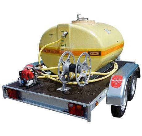 Cuve à eau ovale 1500 équipée sur remorque pompe thermique CEMO