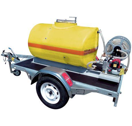 Cuve à eau 600 L équipée remorque routière, pompe thermique