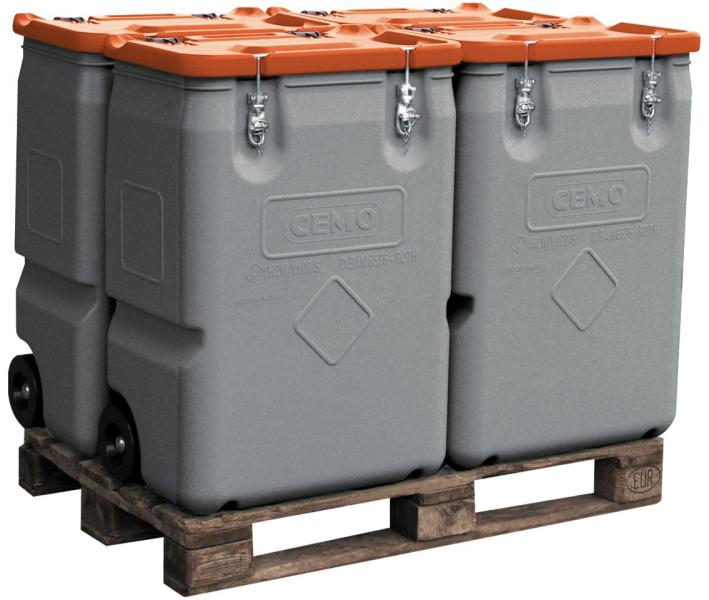 Conteneur MOBIL-BOX 250 litres, box gris, couvercle orange