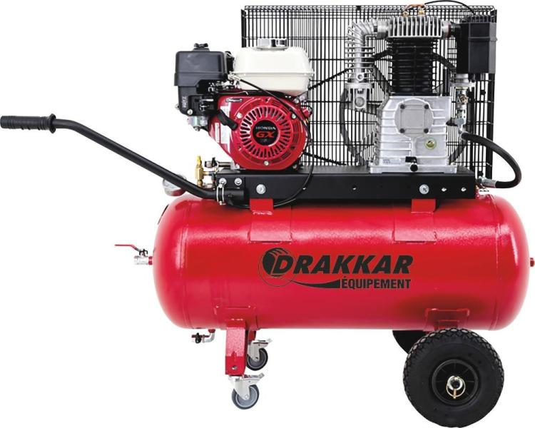 Compresseur Drakkar roulant thermique essence - 100L - 5CV - Moteur Honda