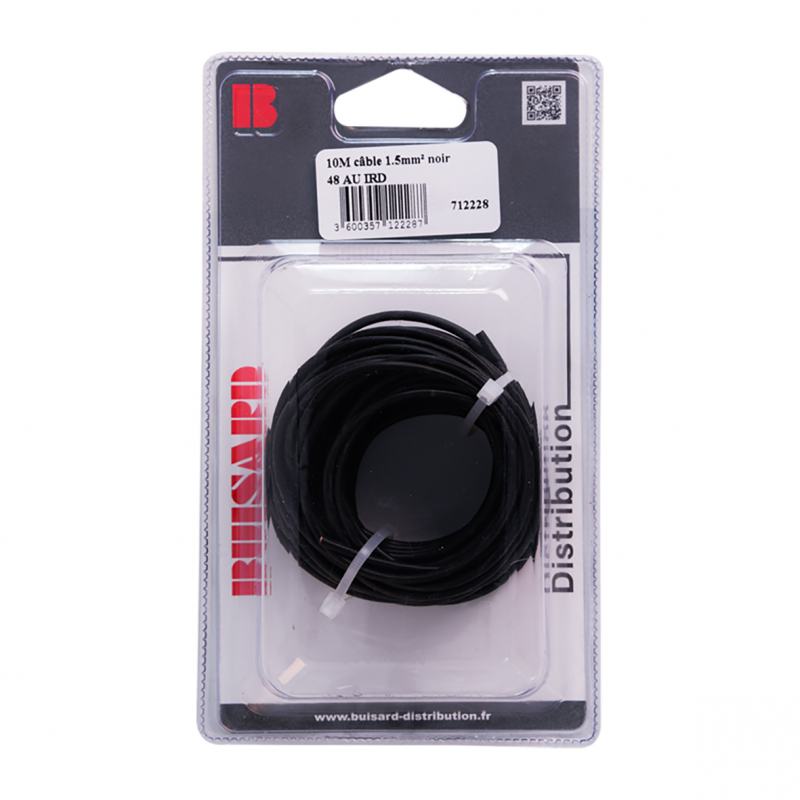 Câble Monoconducteur 10M - Noir - 1,5 mm²