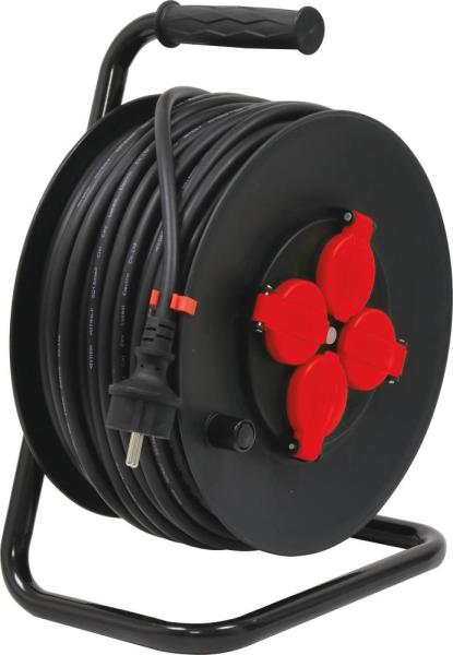 Enrouleur électrique HO7RN-F 40m 3G2,5mm² 230V avec 4 prises étanches