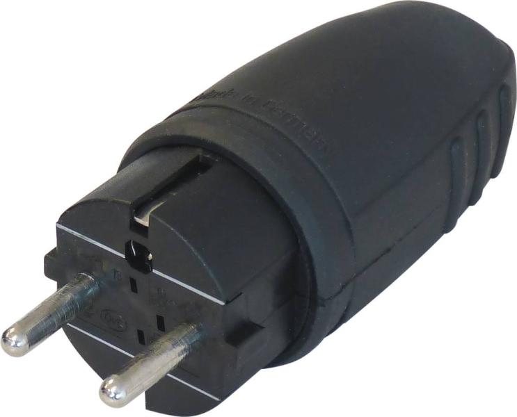 Fiche Mâle Caoutchouc Schuko 2P+T 230V - AS SCHWABE
