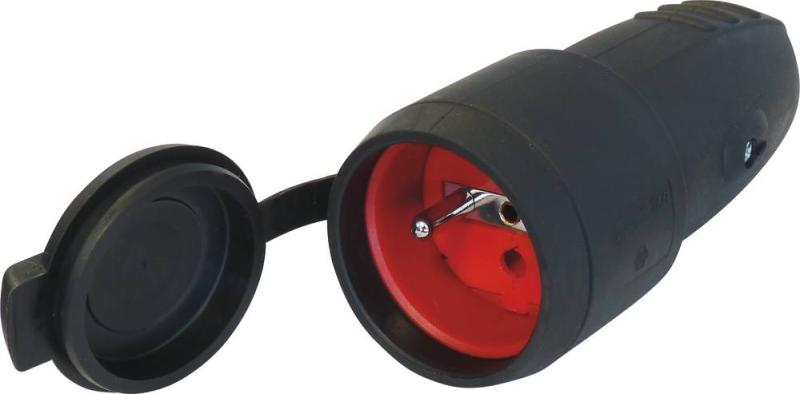 Fiche Femelle à Clapet Caoutchouc 2P+T 230V – AS SCHWABE