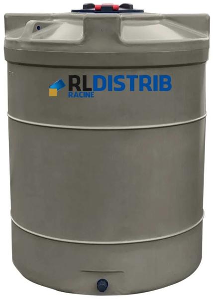 Cuve à Eau 3000 Litres Verticale Cylindrique Hors Sol - TAUPE