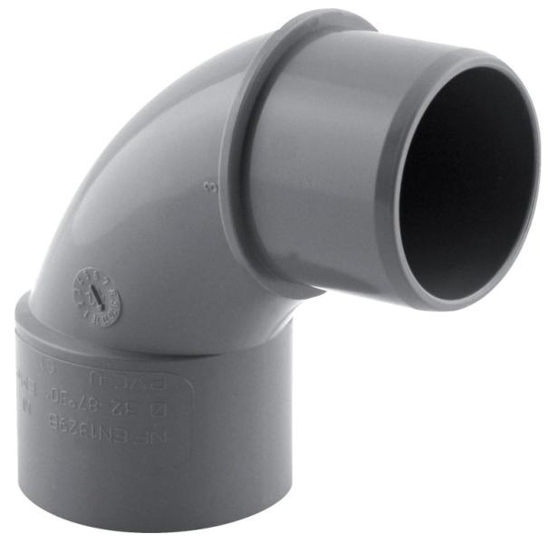 Coude PVC évacuation 87° Ø32 mâle femelle
