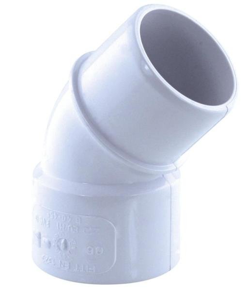 Coude PVC 45° M/F Ø40 évacuation blanc