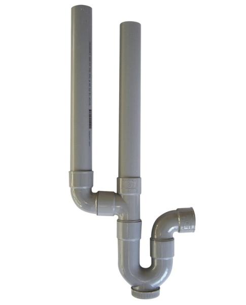 Siphon double machine à laver horizontal Ø40