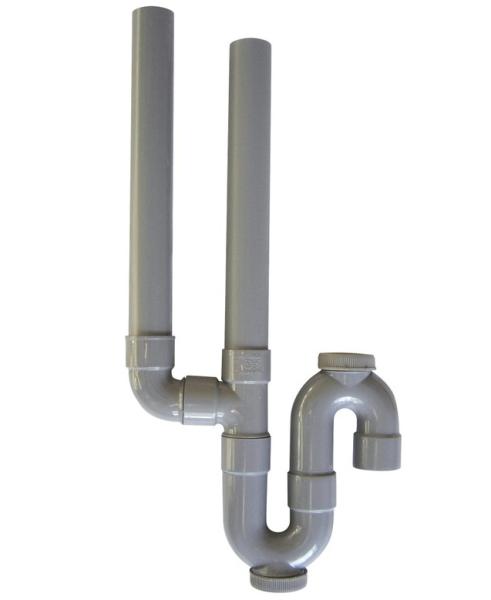 Siphon double machine à laver sortie verticale Ø40