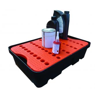 Bac rétention bidons 3L PE caillebotis