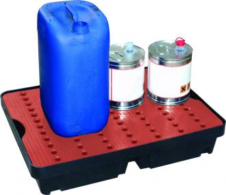 Bac rétention bidons 4L PE caillebotis