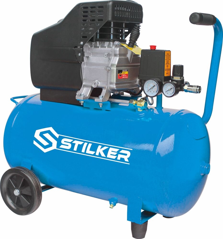 Compresseur Stilker 50L 8 bar 2CV. Puissant, mobile et fiable. Id&eacute;al atelier & bricolage. Disponible chez RL DISTRIB au meilleur prix !