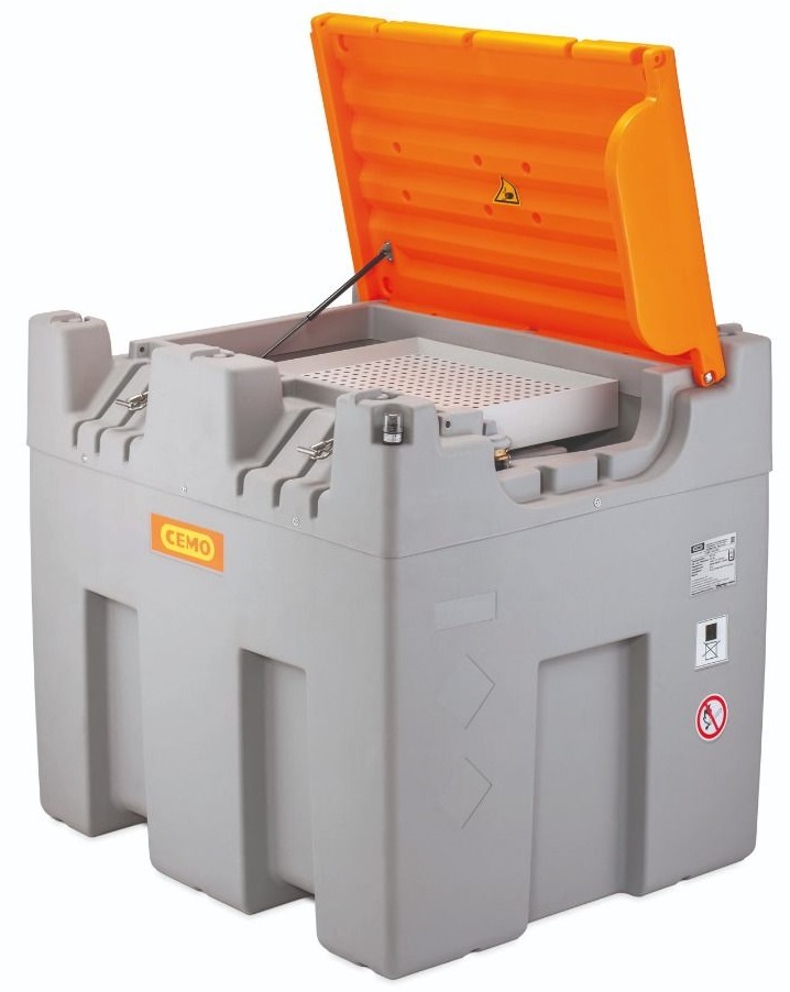 Cuve huile usagée Cemo 980L double paroi + capot
