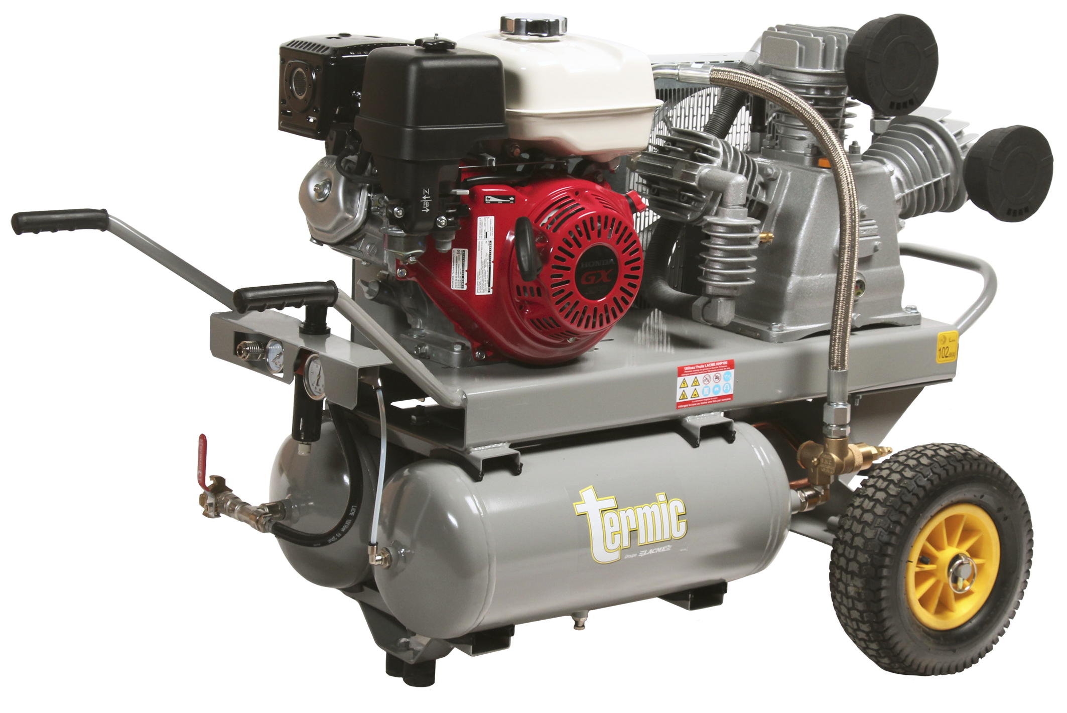 Compresseur thermique, autonome, spécial chantier, moteur essence HONDA