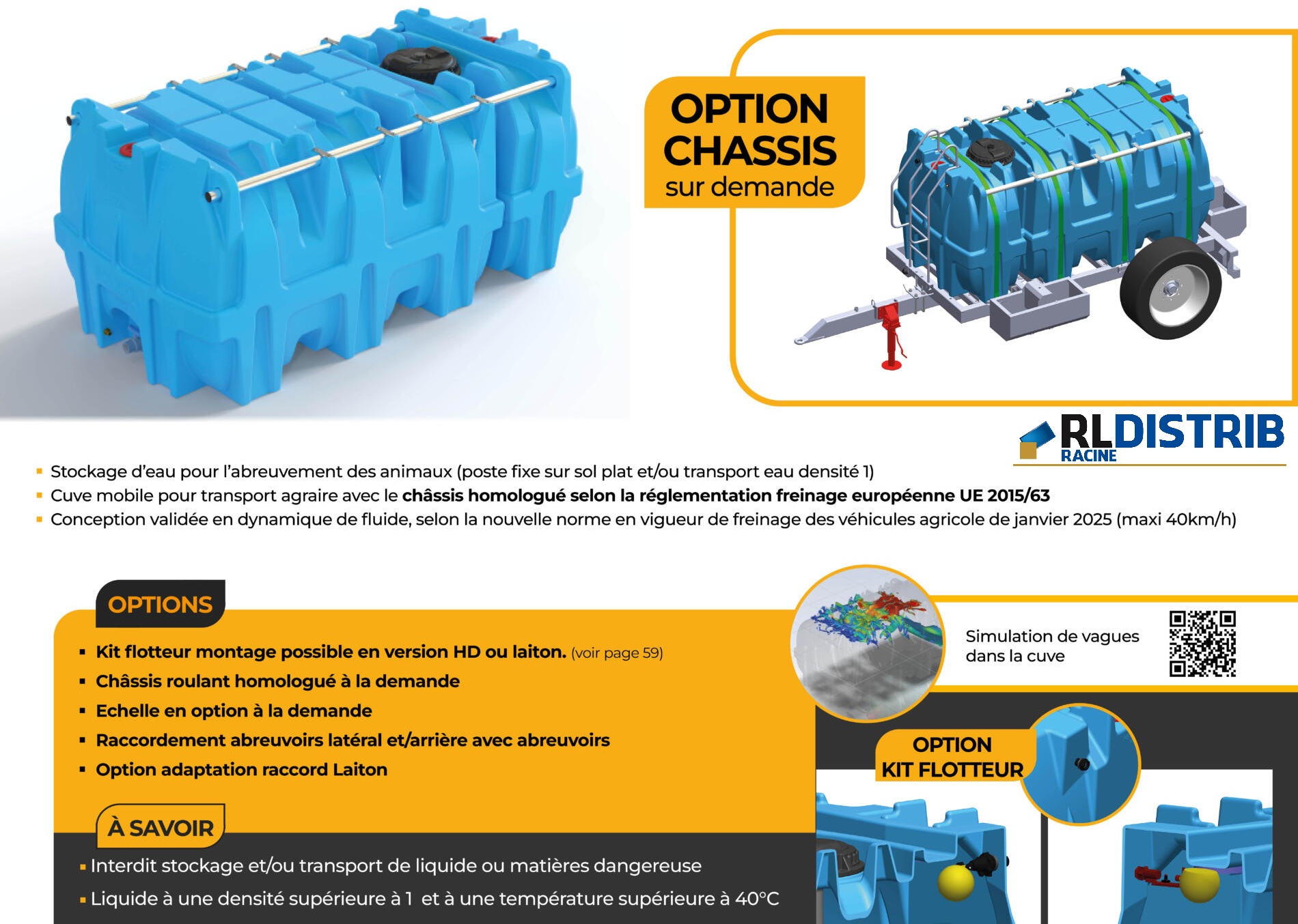 Cuve 5800L antiballant en poly&eacute;thyl&egrave;ne, id&eacute;ale stockage et transport eau agricole. Robuste, stable, options disponibles et livraison incluse.